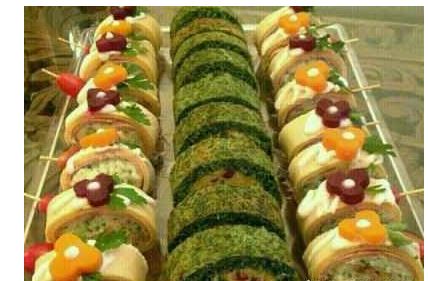 رولتهای فینگر فود رنگارنگ و مجلسی